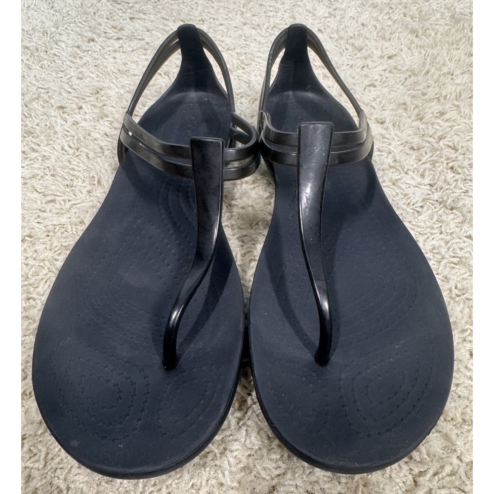 Crocs Isabella T-Strap Gray Waterproof Comfort Jelly Sandal Women's 9 Beach - Picture 2 of 12